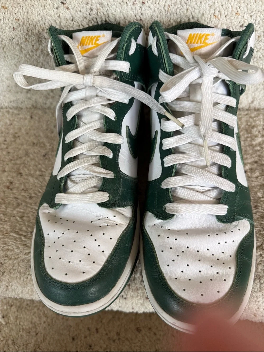 Nike High-Top Sneakers in White and Dark Green - Picture 9 of 14